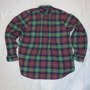 Land’s End cotton plaid tunic blouse 16